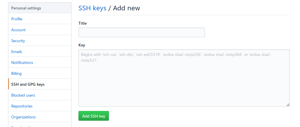 Adding a new SSH key on Github